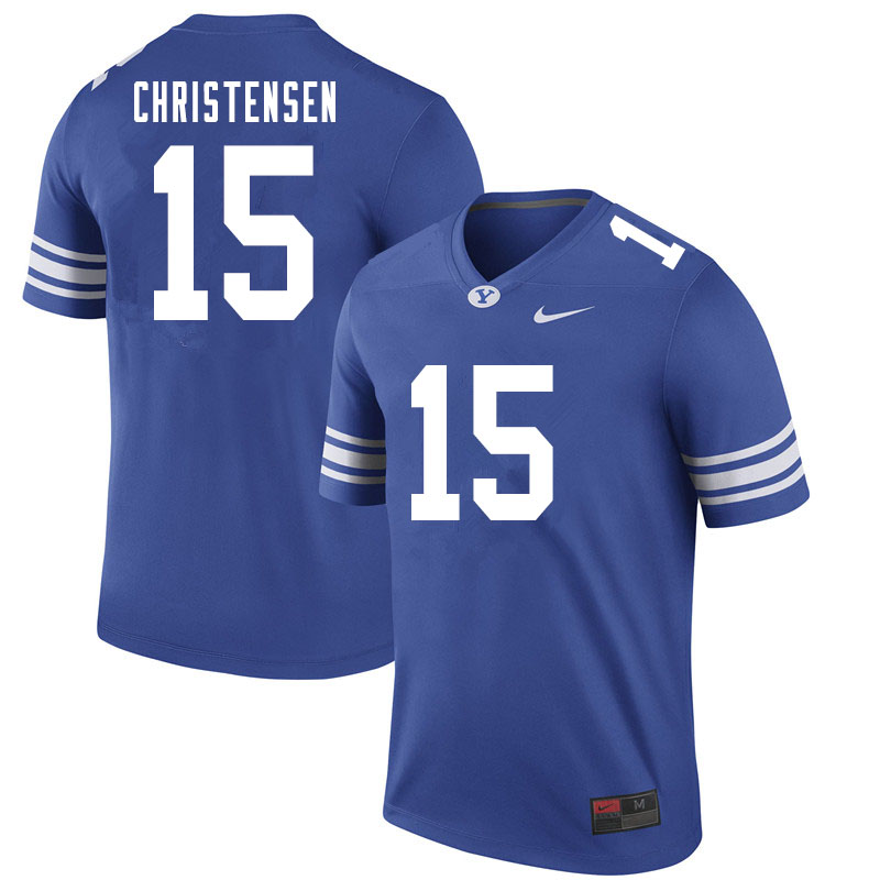 Men #15 Caleb Christensen BYU Cougars College Football Jerseys Sale-Royal